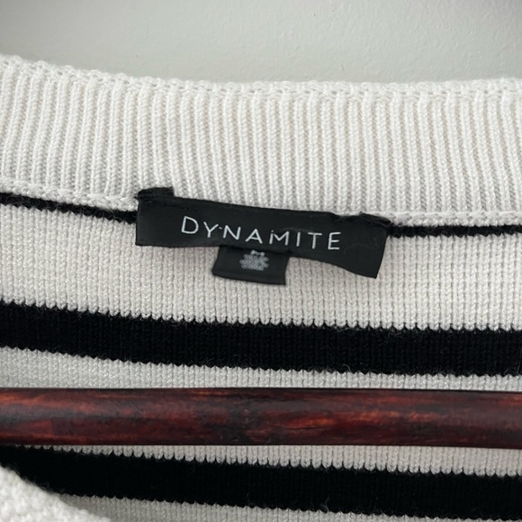 Dynamite Black & White Striped Cropped Cardigan - Picture 7 of 8